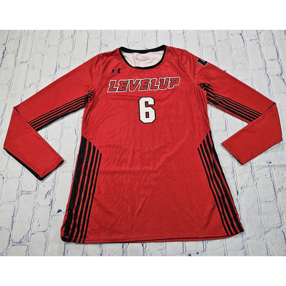 Under Armour WOMENS SIZE L Long Sleeve Volleyball Soccer Active Jersey Red - Picture 2 of 14
